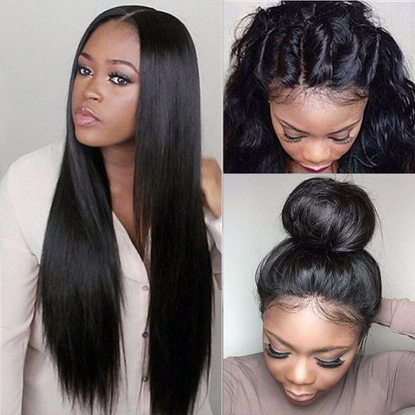 lace front human hair wig silky straight malaysian virgin hair pre plucked hairline with baby hair glueless bleached knots, Black;brown 
lace front human hair wig silky straight malaysian virgin hair pre plucked hairline with baby hair glueless bleached knots, Black;brown