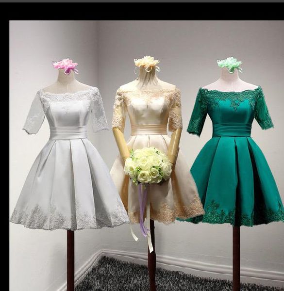 2019 spring garden short wedding dresses half sleeve off shoulder lace satin a-line mini bridal gowns lace up back custom, White
2019 spring garden short wedding dresses half sleeve off shoulder lace satin a-line mini bridal gowns lace up back custom, White
