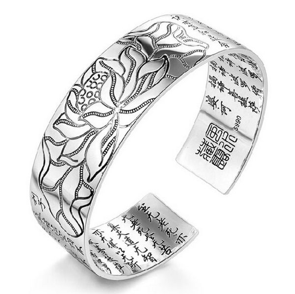 lotus tibetan heart sutra bangle 990 sterling silver bracelet bangles buddha's words scripture bracelets women men lotus hand jewelry, Black
lotus tibetan heart sutra bangle 990 sterling silver bracelet bangles buddha's words scripture bracelets women men lotus hand jewelry, Black