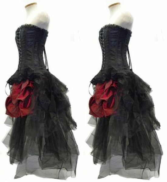 red and black flower gothic corset high low prom dresses 2017 steampunk outfit strapless hi lo bustle party gowns
red and black flower gothic corset high low prom dresses 2017 steampunk outfit strapless hi lo bustle party gowns