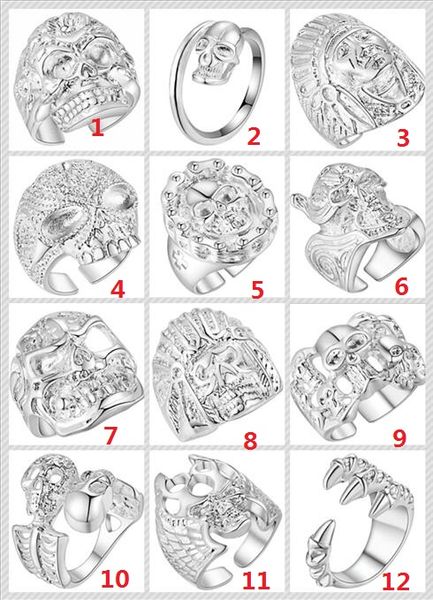 2018 new fashion mix 12 style 12pcs plated 925 sterling silver skull ring can be adjusted opening ring christmas gift
2018 new fashion mix 12 style 12pcs plated 925 sterling silver skull ring can be adjusted opening ring christmas gift