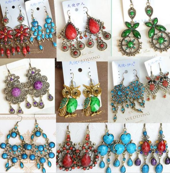 

10pairs/lot mix style fashion dangle chandelier earrings for gift craft jewelry earring ea036, Silver