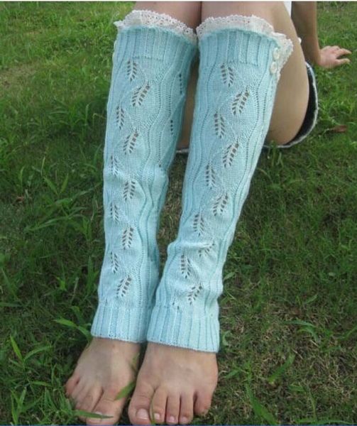 

2015 Slouchy Button Down leg warmers Knit Lace shark tank Legwarmers Boot Cuffs lace trim gaiters Boot Socks Crochet 7 colors #3718, Brown/chocolate