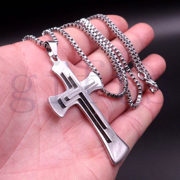 men's stainless steel cool silver cross pendant with 30inch box necklace chain ship free
men's stainless steel cool silver cross pendant with 30inch box necklace chain ship free