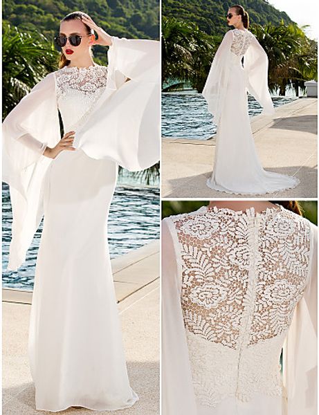 2016 new fashion trumpet/mermaid ivory sweep/brush train scoop long bell sleeve chiffon lace beach wedding dresses 229, White
2016 new fashion trumpet/mermaid ivory sweep/brush train scoop long bell sleeve chiffon lace beach wedding dresses 229, White