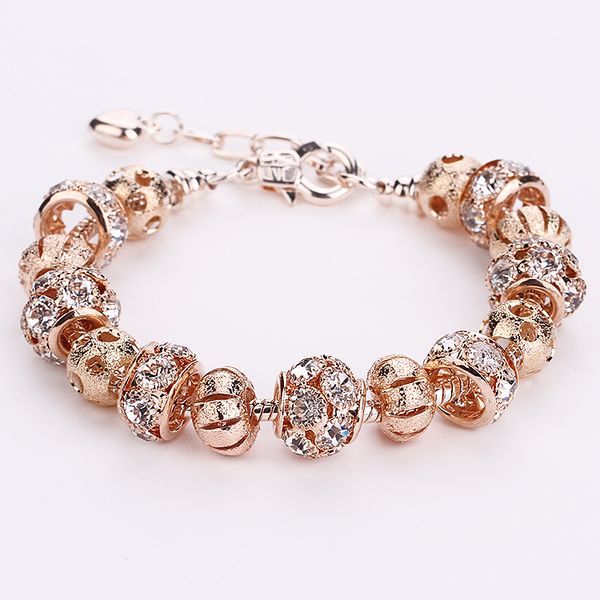AA35 Romantic Rose Gold Color Crystal European 925 Silver Charm Beads DIY Snake Chain Bracelets Adjustable
AA35 Romantic Rose Gold Color Crystal European 925 Silver Charm Beads DIY Snake Chain Bracelets Adjustable