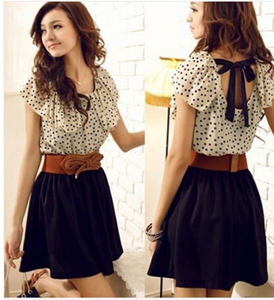 wholesale-new women fashion retro polka dot chiffon splicing sleeveless dresses summer style s l size ing, Black;gray
wholesale-new women fashion retro polka dot chiffon splicing sleeveless dresses summer style s l size ing, Black;gray