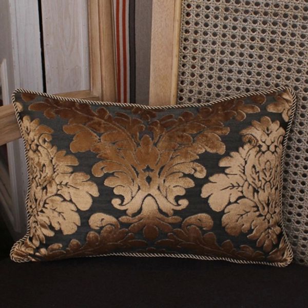 

wholesale-european style gold luxury embroidery jacquard chenille fabric sofa cushion cover pillowcase no core home l decorative
