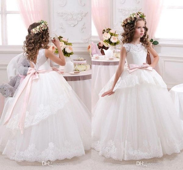 lovely white ball gown flower girl dresses tulle floor length girl party gowns covered lace sheer ribbon bow kids pageant gowns, White;blue
lovely white ball gown flower girl dresses tulle floor length girl party gowns covered lace sheer ribbon bow kids pageant gowns, White;blue