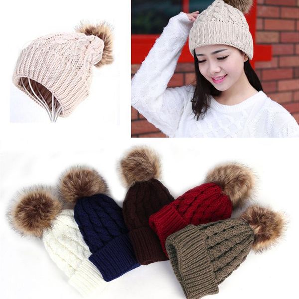 wholesale-100% new women warm winter wool knit beanie raccoon fur ball hats pom bobble hat crochet twisted ski cap girl bonnet w1, Blue;gray
wholesale-100% new women warm winter wool knit beanie raccoon fur ball hats pom bobble hat crochet twisted ski cap girl bonnet w1, Blue;gray