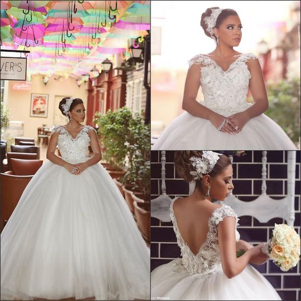 cinderella ball gown wedding dresses 2016 v neck open back vintage lace appliques bridal gowns tulle wedding bridal gowns, White
cinderella ball gown wedding dresses 2016 v neck open back vintage lace appliques bridal gowns tulle wedding bridal gowns, White
