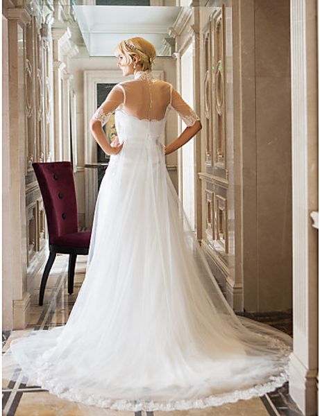 2016 new fashion popular ivory court train strapless sleeveless tulle/lace sheath modern wedding dresses 181, White
2016 new fashion popular ivory court train strapless sleeveless tulle/lace sheath modern wedding dresses 181, White