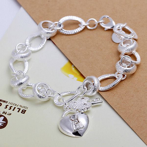 925 silver hanging insets heart lock, flower spoon bracelet dfmch081,fashion 925 sterling silver plated chain link bracelets, Black
925 silver hanging insets heart lock, flower spoon bracelet dfmch081,fashion 925 sterling silver plated chain link bracelets, Black