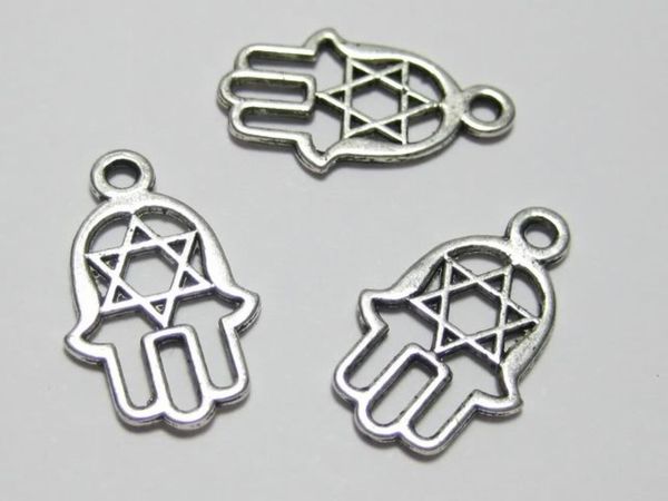 100pcs antiqued silver alloy hamsa hand "star of david" good luck charm pendants 21mm x 13mm x2mm diy jewelry, Bronze;silver
100pcs antiqued silver alloy hamsa hand "star of david" good luck charm pendants 21mm x 13mm x2mm diy jewelry, Bronze;silver