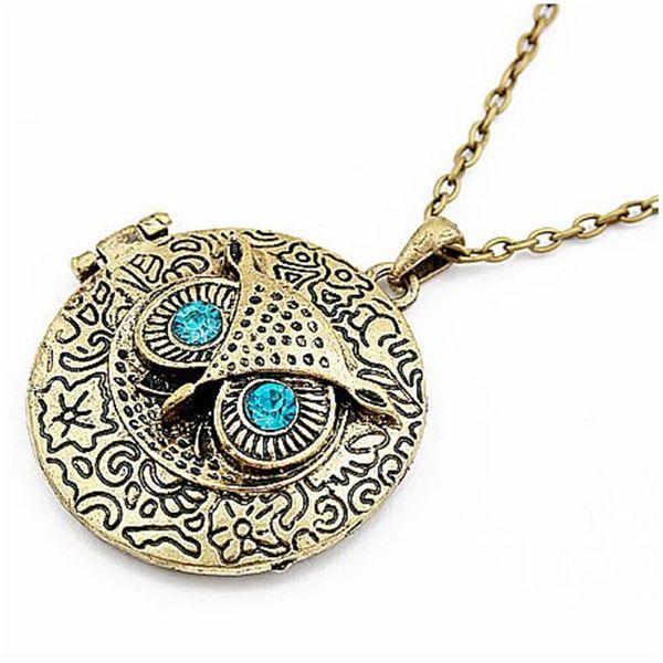 fashion retro owl necklaces bronze cute round blue eye owl p frame box long sweater chain for women girl's carve reminiscence jewelry, Silver 
fashion retro owl necklaces bronze cute round blue eye owl p frame box long sweater chain for women girl's carve reminiscence jewelry, Silver
