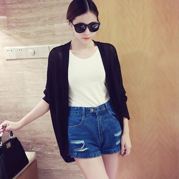 wholesale- wholesale fall korean women solid color loose cardigan sweater air conditioning, White;black
wholesale- wholesale fall korean women solid color loose cardigan sweater air conditioning, White;black