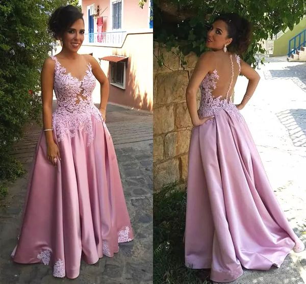 rose pink illusion lace evening gowns 2020 sheer neck appliques satin tulle floor length floor length formal prom party dresses, Black;red
rose pink illusion lace evening gowns 2020 sheer neck appliques satin tulle floor length floor length formal prom party dresses, Black;red