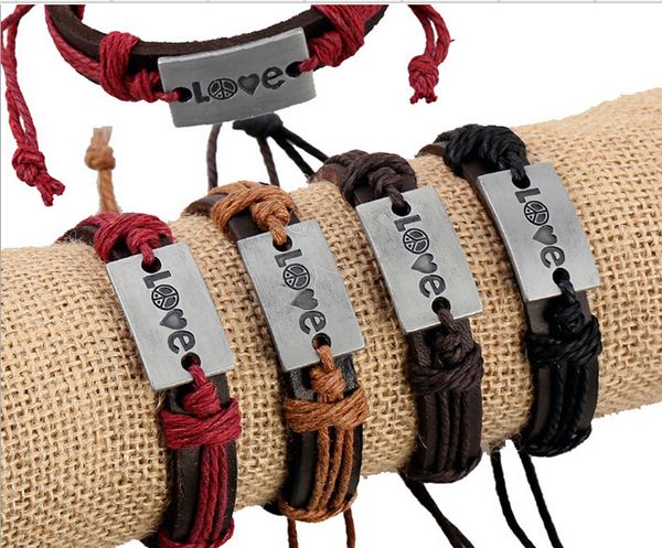 2015 latest version punk style 100% genuine leather bracelet alloy love couple hemp rope adjustable bracelet 20pcs/lot, Black
2015 latest version punk style 100% genuine leather bracelet alloy love couple hemp rope adjustable bracelet 20pcs/lot, Black