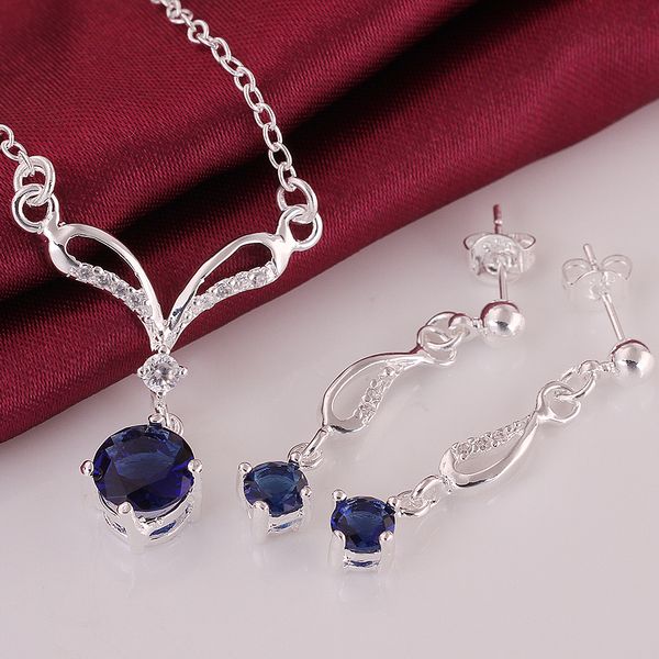 High Quality 925 Sterling Silver Blue Zircon Jewelry AAA Crystal Stone Necklace+Earrings Jewelry set
High Quality 925 Sterling Silver Blue Zircon Jewelry AAA Crystal Stone Necklace+Earrings Jewelry set