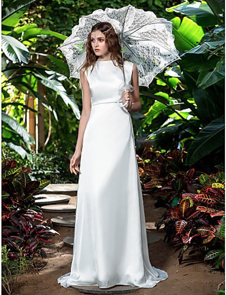 2016 new fashion classic popular ivory sweep/brush train bateau sleeveless chiffon sheath/column wedding dresses 161, White
2016 new fashion classic popular ivory sweep/brush train bateau sleeveless chiffon sheath/column wedding dresses 161, White
