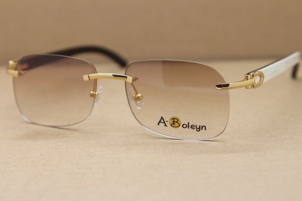 new rimless t8100624 black white buffalo horn sunglasses eyelasses outdoors driving glasses c decoration 18k gold frame glas size:56-18-140, White;black
new rimless t8100624 black white buffalo horn sunglasses eyelasses outdoors driving glasses c decoration 18k gold frame glas size:56-18-140, White;black
