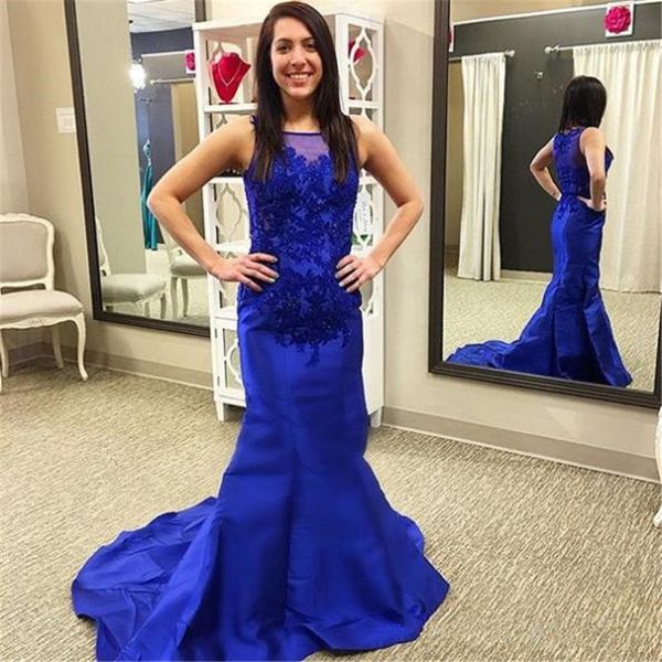 royal blue mermaid formal evening dresses 2019 sheer neck lace appliques sleeveless long prom dress arabic dubai special occasion party gown, Black;red
royal blue mermaid formal evening dresses 2019 sheer neck lace appliques sleeveless long prom dress arabic dubai special occasion party gown, Black;red
