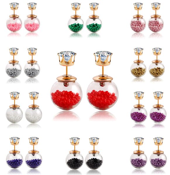 2015 summer style glass double pearl stud earrings new simple zircon back two-sided studs engagement fashion jewelry earring 10pairs lot, Golden;silver
2015 summer style glass double pearl stud earrings new simple zircon back two-sided studs engagement fashion jewelry earring 10pairs lot, Golden;silver