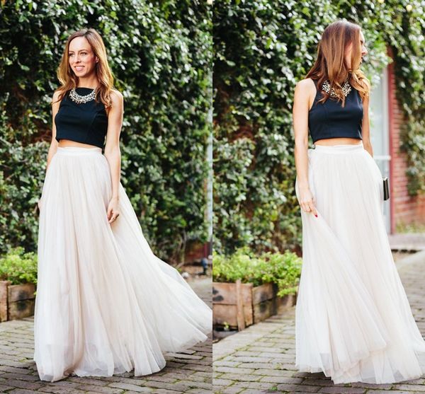 2015 party dresses crew a line tulle long two pieces dresses party evening layered bust skirts custom made formal evening gowns, Black
2015 party dresses crew a line tulle long two pieces dresses party evening layered bust skirts custom made formal evening gowns, Black