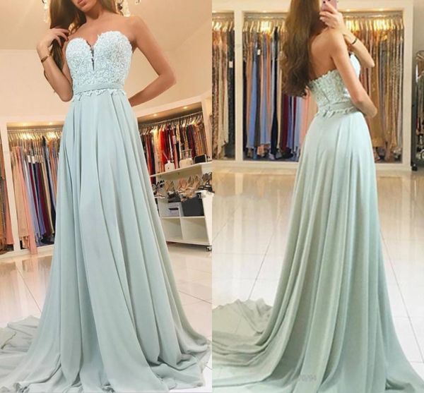 sage mint green chiffon lace prom dress long sweetheart neckline backless dresses party evening sweep train vestidos, Black
sage mint green chiffon lace prom dress long sweetheart neckline backless dresses party evening sweep train vestidos, Black