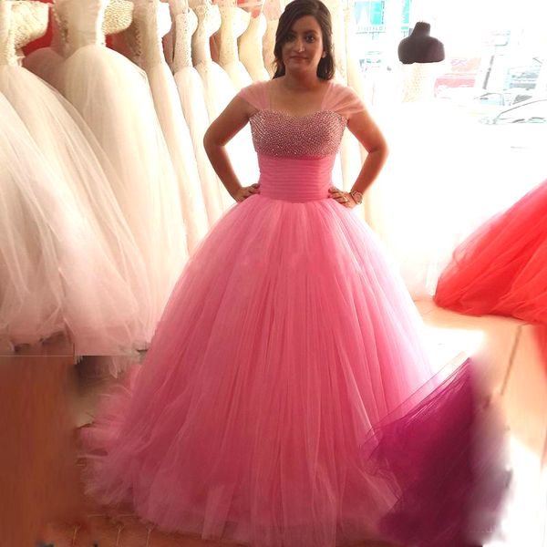 stunning pink wedding dresses puffy ball gown small crystals beading corset lace-up back soft tulle colorful bridal gowns prom party, White
stunning pink wedding dresses puffy ball gown small crystals beading corset lace-up back soft tulle colorful bridal gowns prom party, White