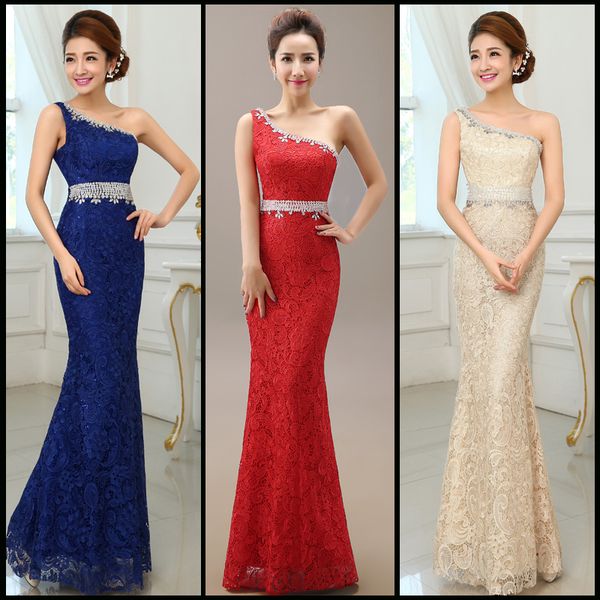 champagne lace one shoulder mermaid evening dress with crystal rhinestone 2016 elegant formal party gown drop shipping, Black;red
champagne lace one shoulder mermaid evening dress with crystal rhinestone 2016 elegant formal party gown drop shipping, Black;red