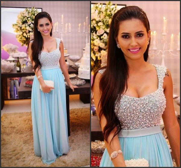 major beading spectacular long prom dresses sweetheart a line sweep train light sky blue chiffon party evening gowns vestidos de festa 2016, Black
major beading spectacular long prom dresses sweetheart a line sweep train light sky blue chiffon party evening gowns vestidos de festa 2016, Black