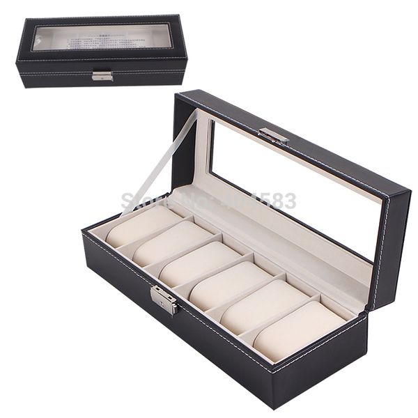 wholesale-6-gird watch box lock with key watch storage box watch display box retail/wholesale watch display case leather+ thick plywood, Black;white
wholesale-6-gird watch box lock with key watch storage box watch display box retail/wholesale watch display case leather+ thick plywood, Black;white