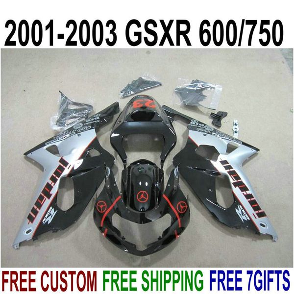 perfect fit for suzuki gsxr600 gsxr750 2001-2003 plastic fairings set k1 01 02 03 gsx-r 600 750 silver black fairing kit xa89
perfect fit for suzuki gsxr600 gsxr750 2001-2003 plastic fairings set k1 01 02 03 gsx-r 600 750 silver black fairing kit xa89