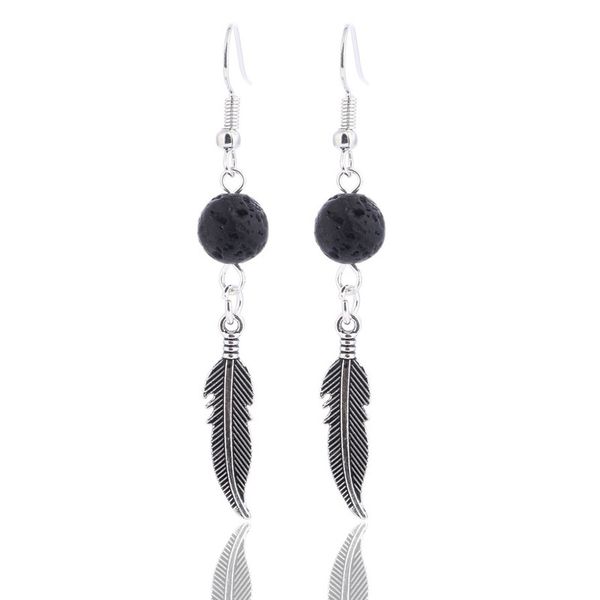 new natural lava stone leaf earrings aromatherapy essential oil diffuser necklaces black lava dangle earrings jewelry for women, Silver
new natural lava stone leaf earrings aromatherapy essential oil diffuser necklaces black lava dangle earrings jewelry for women, Silver