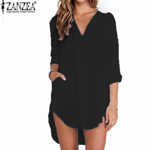 wholesale-blusas femininas 2016 women sheer white shirts dress long sleeve pocket casual blouse plus size mini dress
wholesale-blusas femininas 2016 women sheer white shirts dress long sleeve pocket casual blouse plus size mini dress