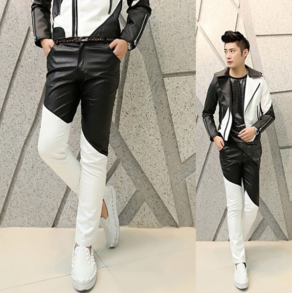 wholesale-black white splice pu faux leather pants for men pantalones joggers sweatpants swag dance hip hop pants free shipping k71
wholesale-black white splice pu faux leather pants for men pantalones joggers sweatpants swag dance hip hop pants free shipping k71