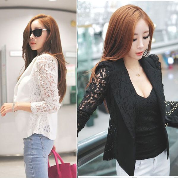 women's clothing suits blazers 2019 spring autumn coat sheer lace blazer lady suit outwear women ol formal slim jacket black white, White;black
women's clothing suits blazers 2019 spring autumn coat sheer lace blazer lady suit outwear women ol formal slim jacket black white, White;black