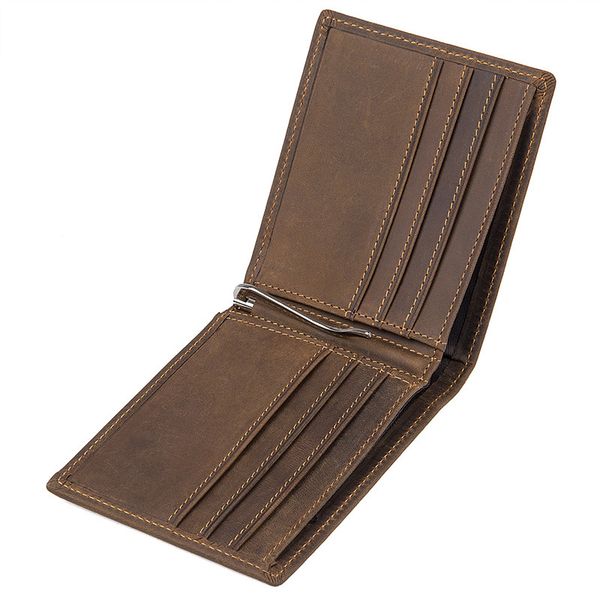 brand vintage men crazy horse leather minimalist wallet genuine leather brown slim wallet causal front pocket money clip r -8166r, Black
brand vintage men crazy horse leather minimalist wallet genuine leather brown slim wallet causal front pocket money clip r -8166r, Black