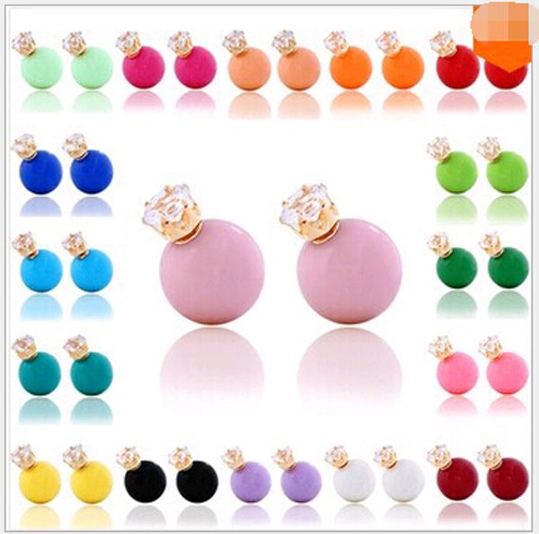double sided pearl crystal diamond earrings 925 sterling silver plated candy ball stud earrings multicolor statement jewelry for women girls, Golden;silver
double sided pearl crystal diamond earrings 925 sterling silver plated candy ball stud earrings multicolor statement jewelry for women girls, Golden;silver