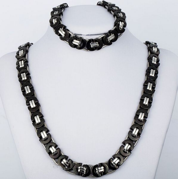 jewlery set 8mm black silver flat byzantine chain necklace & bracelet 316l stainless steel for husband / father gift jewelry
jewlery set 8mm black silver flat byzantine chain necklace & bracelet 316l stainless steel for husband / father gift jewelry