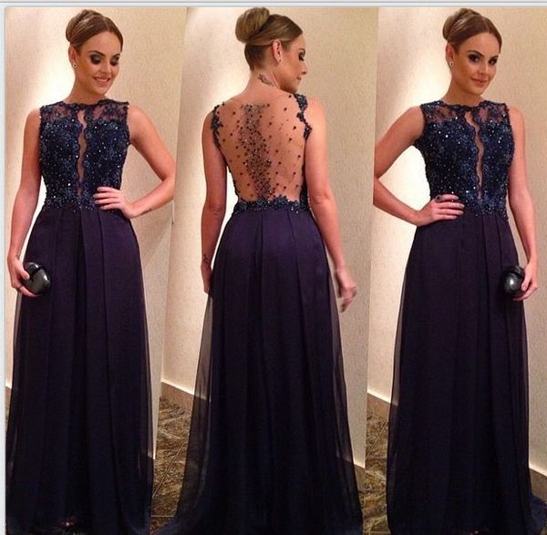 sheer neck navy blue prom dresses vestidos de festa a line cap sleeve beading long party women evening gowns 2016, Black
sheer neck navy blue prom dresses vestidos de festa a line cap sleeve beading long party women evening gowns 2016, Black