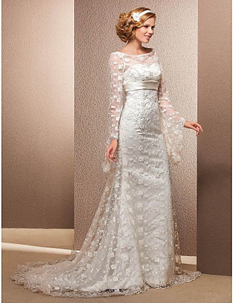 2016 new fashion trumpet/mermaid ivory court train scoop empire long bell sleeve lace luxurious wedding dresses 304, White
2016 new fashion trumpet/mermaid ivory court train scoop empire long bell sleeve lace luxurious wedding dresses 304, White
