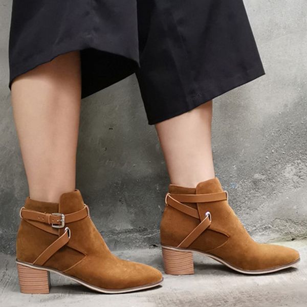 fashion women buckle strap suqare heels flock boots ladies pure color booties winter pointed toe short ankle shoes boots botas, Black
fashion women buckle strap suqare heels flock boots ladies pure color booties winter pointed toe short ankle shoes boots botas, Black