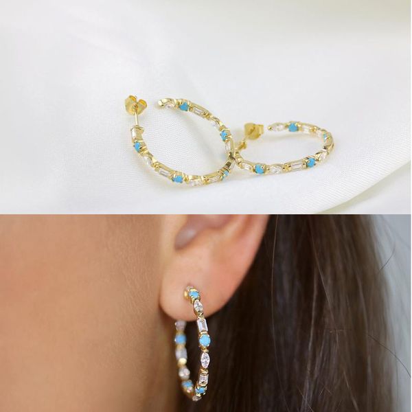 white cz blue turquoises stone paved cz cluster circle hoop earring for women gold geometric jewelry, Golden;silver
white cz blue turquoises stone paved cz cluster circle hoop earring for women gold geometric jewelry, Golden;silver
