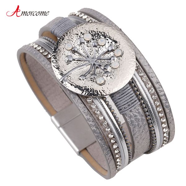 amorcome gray multi layers leather bracelet wrap alloy flower magnet crystal charm bracelets & bangles women party jewelry gifts, Golden;silver
amorcome gray multi layers leather bracelet wrap alloy flower magnet crystal charm bracelets & bangles women party jewelry gifts, Golden;silver
