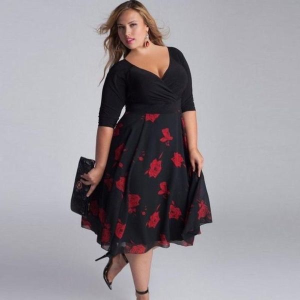 party dresses feitong women plus size dress v-neck floral printed half sleeve bodycon ladies loose boho beach mid vestidos, White;black
party dresses feitong women plus size dress v-neck floral printed half sleeve bodycon ladies loose boho beach mid vestidos, White;black