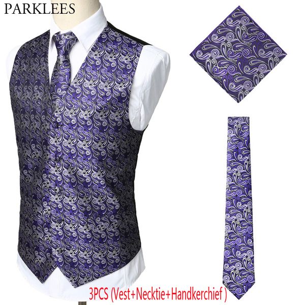 men's 3pcs (vest+necktie+handkerchief) purple paisley floral jacquard vest men slim fit party wedding waistcoat chaleco hombre, Black;white
men's 3pcs (vest+necktie+handkerchief) purple paisley floral jacquard vest men slim fit party wedding waistcoat chaleco hombre, Black;white