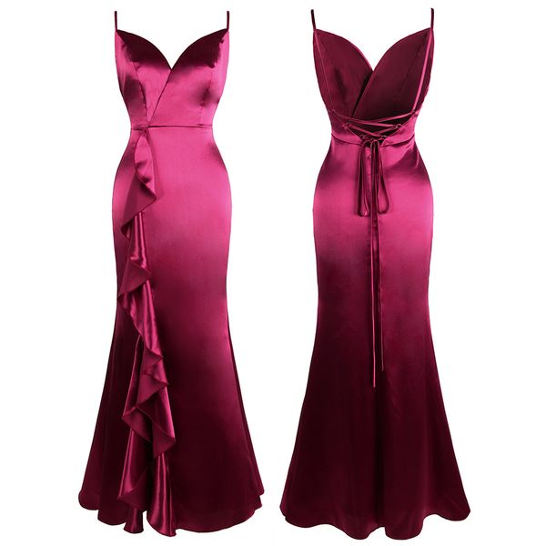angel-fashions women spaghetti strap v neck bodycon ruffles slit backless satin party prom dress rose 475, Black
angel-fashions women spaghetti strap v neck bodycon ruffles slit backless satin party prom dress rose 475, Black
