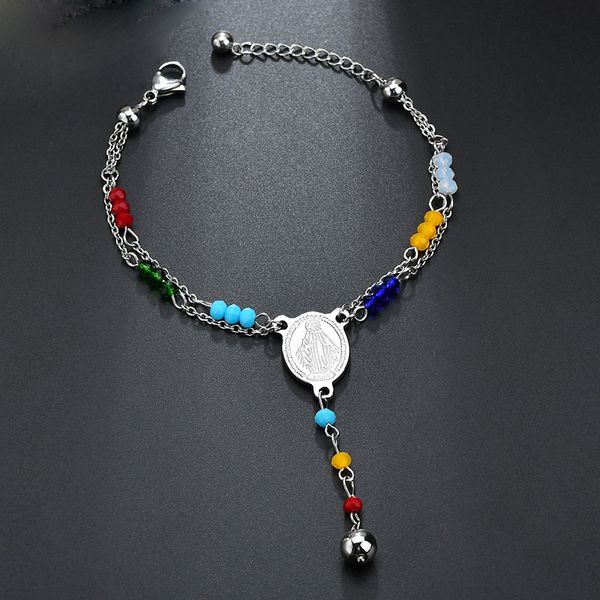 stainless steel vertical cross double-layer rosary double-sided virgin mary bracelet multicolored glass rhombus beaded bracelets, Black
stainless steel vertical cross double-layer rosary double-sided virgin mary bracelet multicolored glass rhombus beaded bracelets, Black
